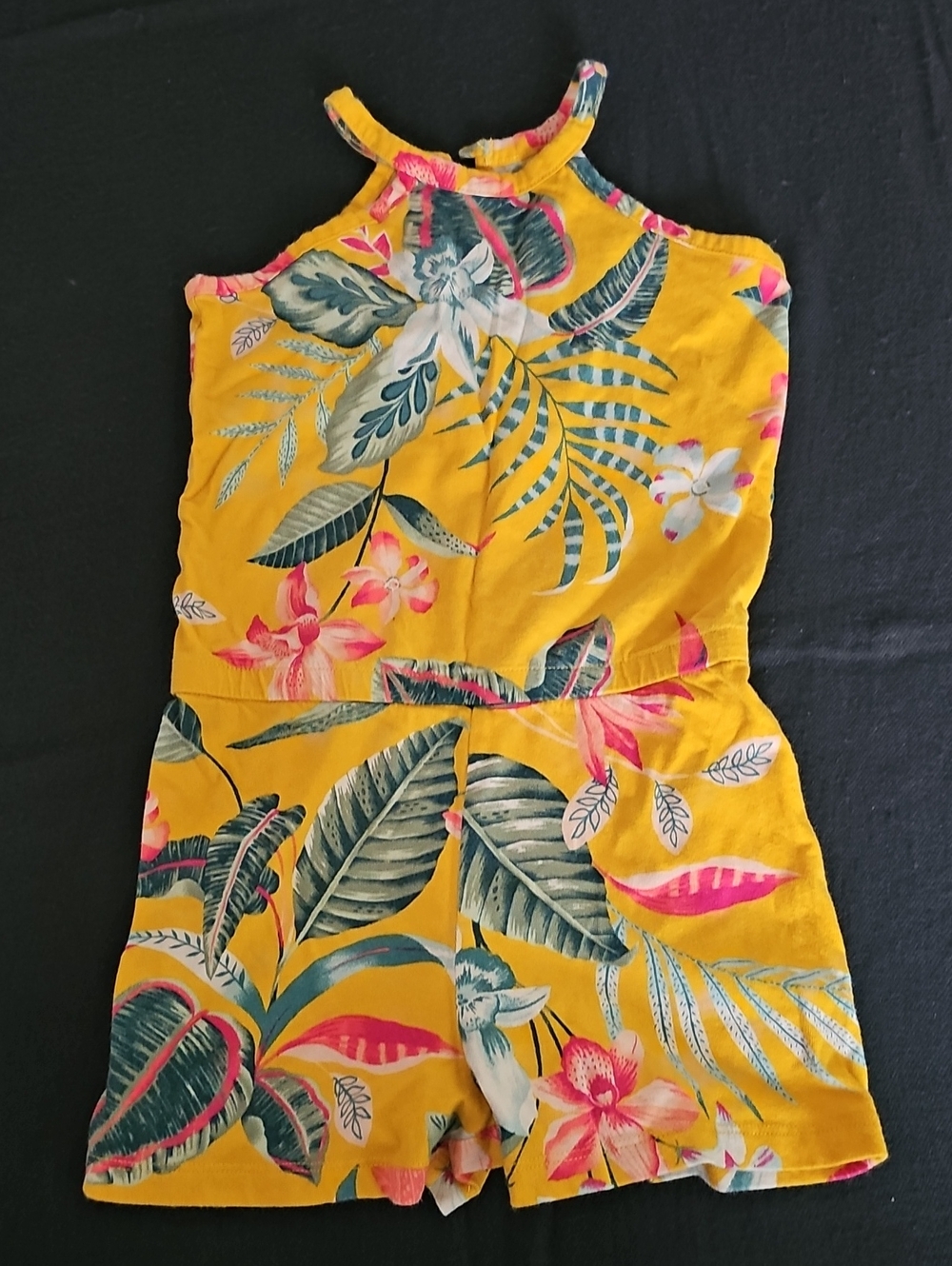 Old Navy Yellow Tropical Print Halter Top Girls Size XS (5)